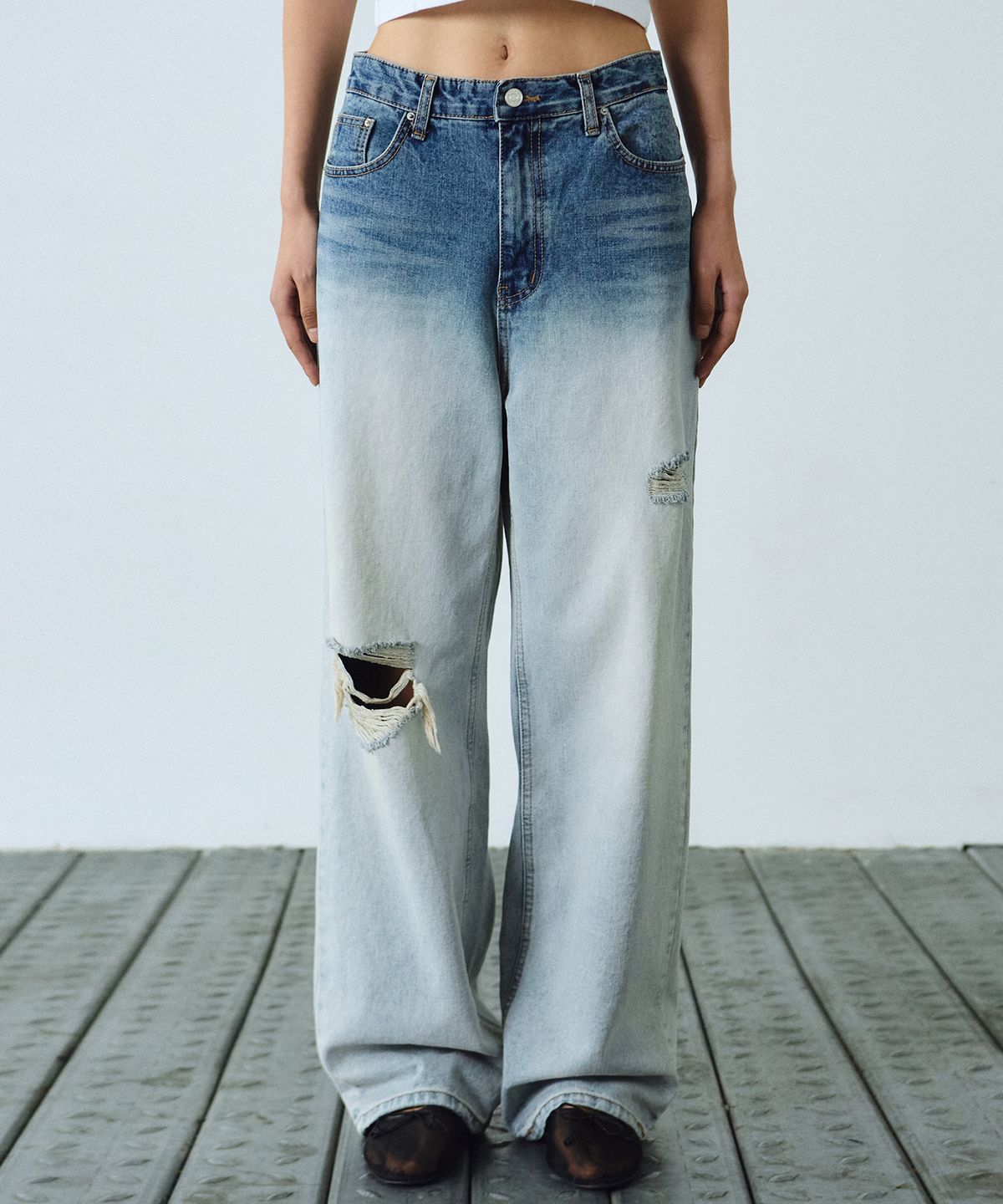 닉앤니콜(NICK&NICOLE) BUTTERFLY FADED WASHING DENIM PANTS_BLUE