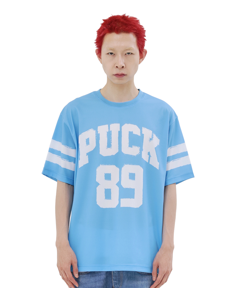 PUCK 로고 하키 티셔츠 스카이