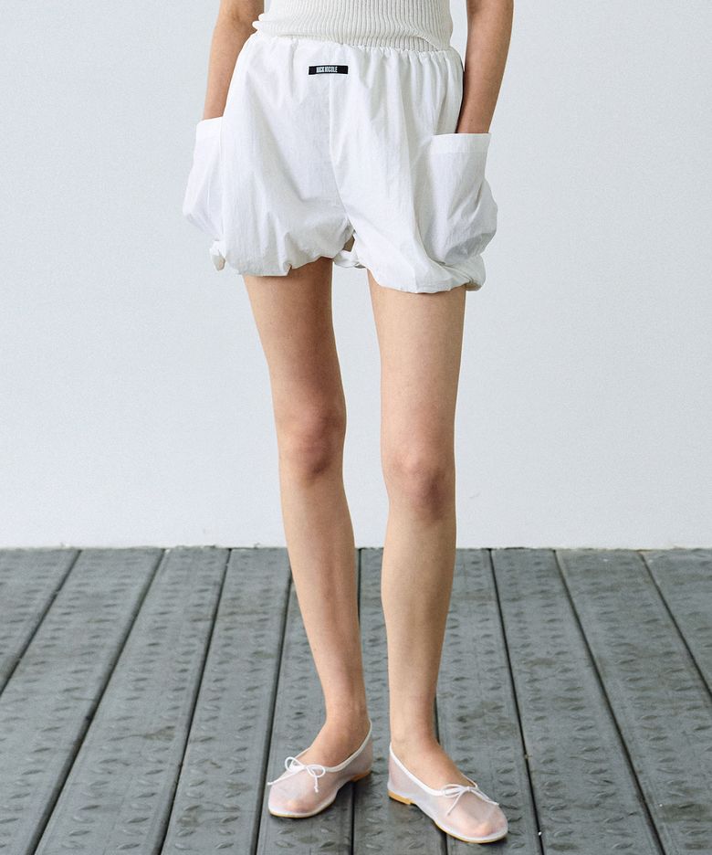MINIMAL LABEL CARGO SHORT PANTS_IVORY