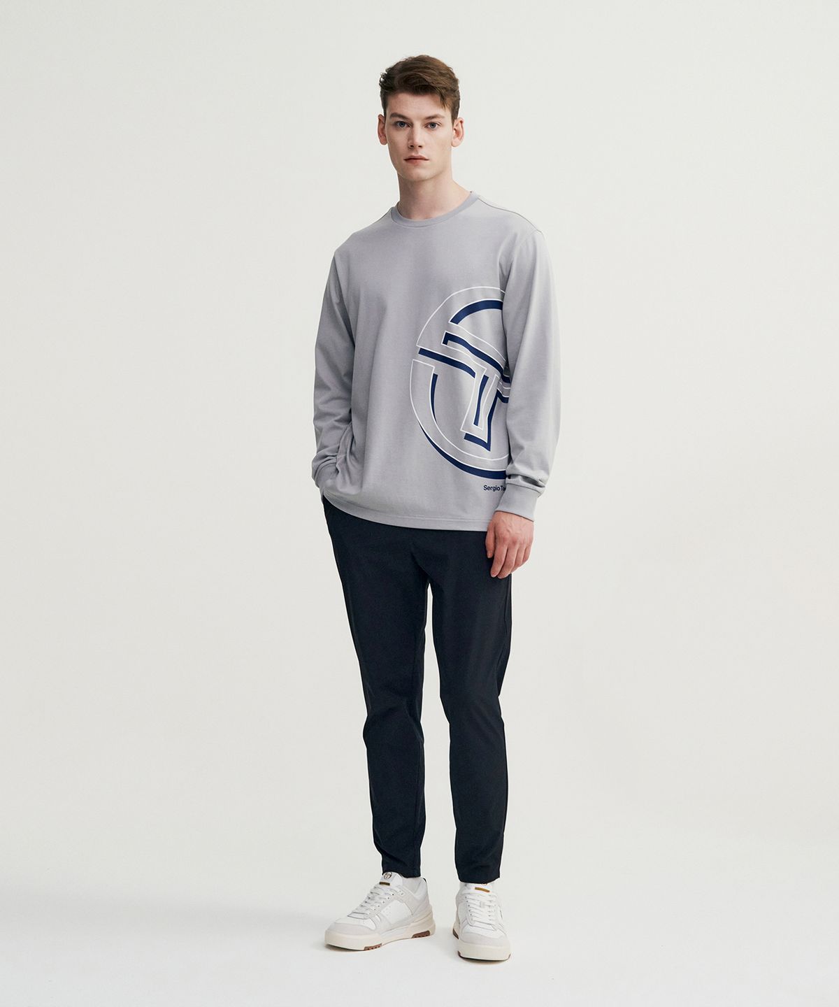 세르지오 타키니(SERGIO TACCHINI) M 데일리 빅로고 긴팔티셔츠 (Grey)