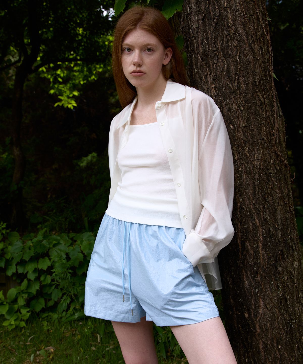 네벨에브리웨어(NEBELEVERYWEAR) Glossy Banding Short Pants (3 Color)