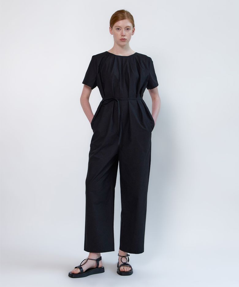 Cotton Pleats Jumpsuit_Black