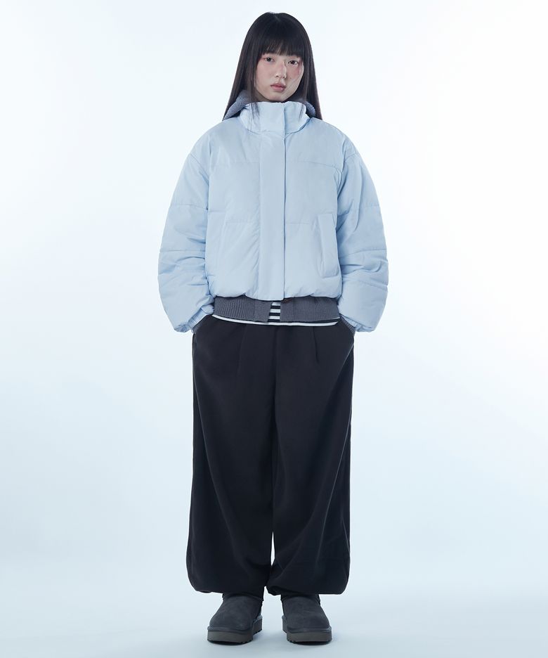 우먼즈 데일리 푸퍼 숏 패딩 재킷 [파스텔 블루]
