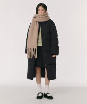 우먼즈 하이 넥 미니멀 롱 다운 파카 [블랙]