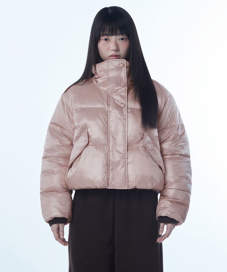 우먼즈 데일리 푸퍼 글로시 숏 패딩 재킷 [핑크]