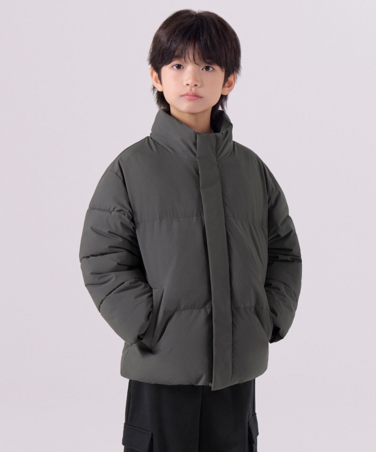 무신사 스탠다드 키즈(MUSINSA STANDARD KIDS) 데일리 푸퍼 숏 패딩 재킷 [딤 그레이]