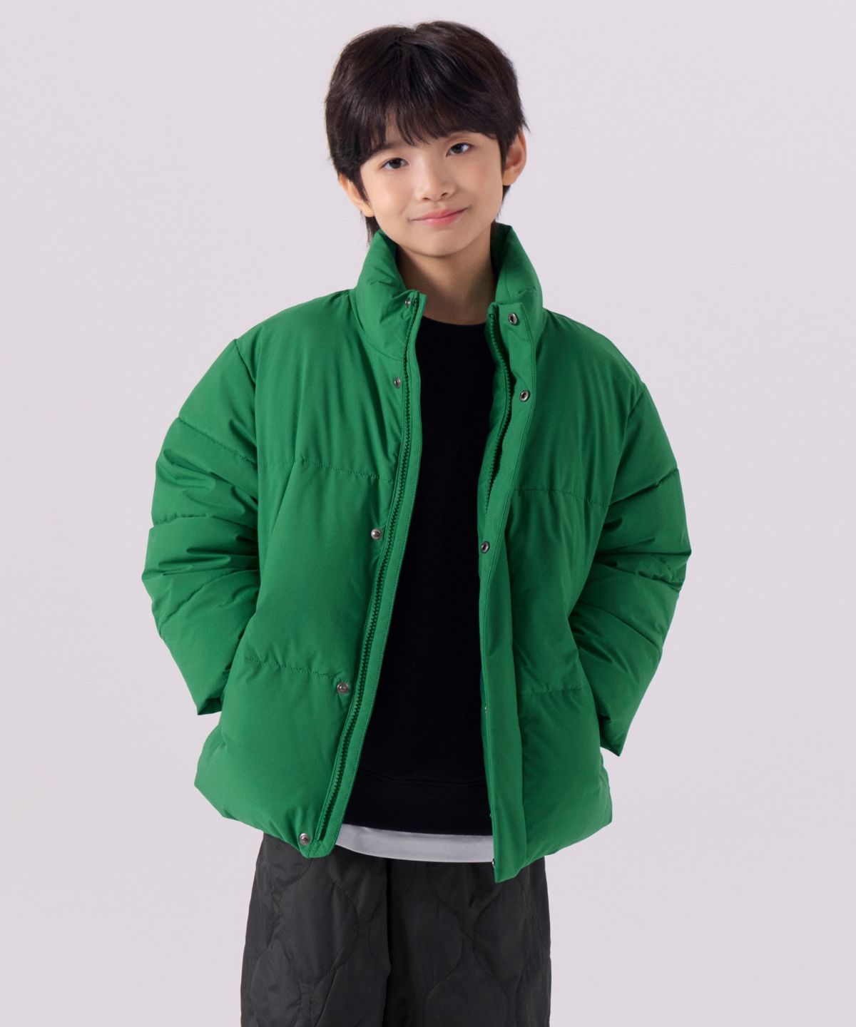 무신사 스탠다드 키즈(MUSINSA STANDARD KIDS) 데일리 푸퍼 숏 패딩 재킷 [아이리시 그린]