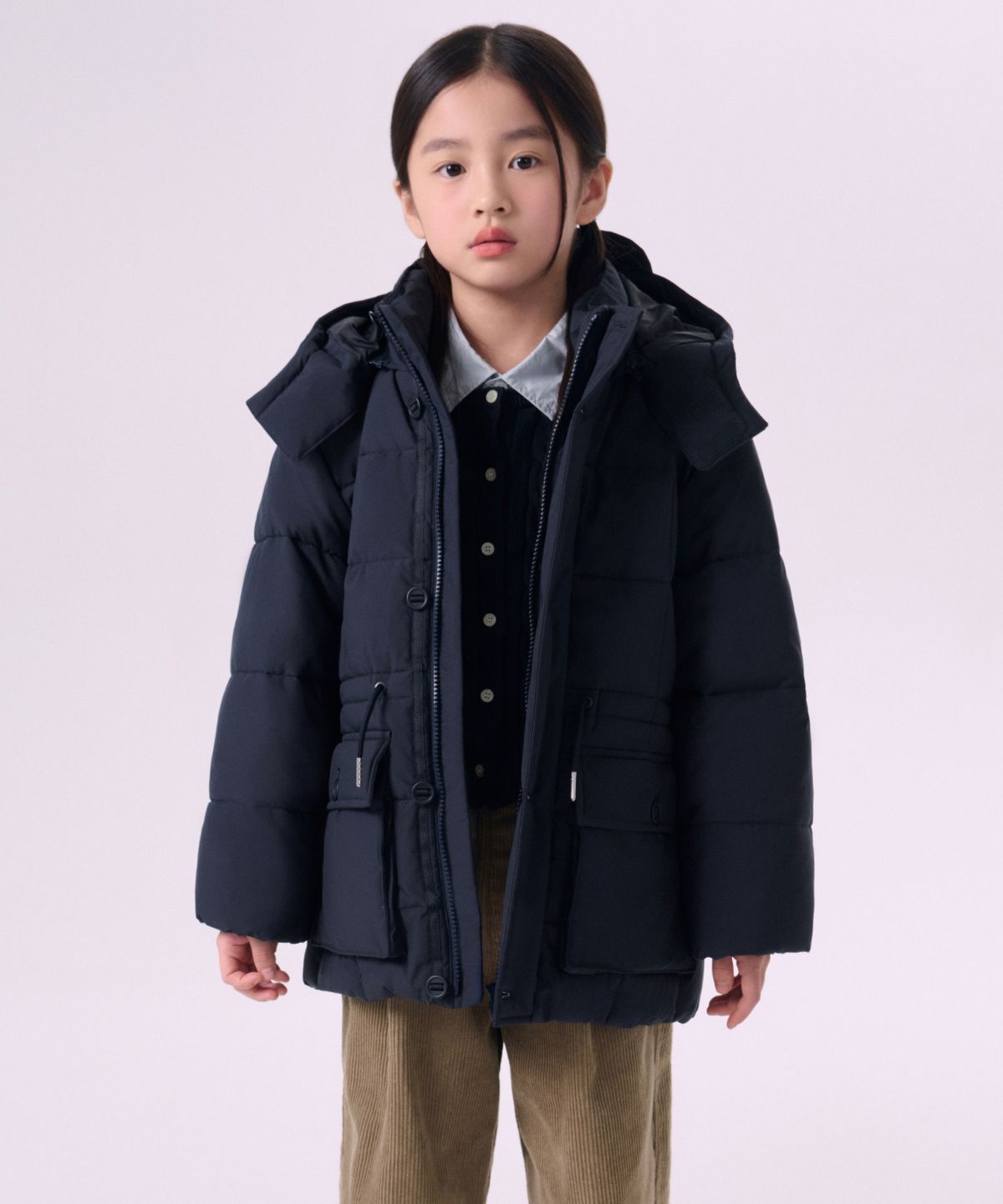 무신사 스탠다드 키즈(MUSINSA STANDARD KIDS) 카라코람 패딩 파카 [네이비]