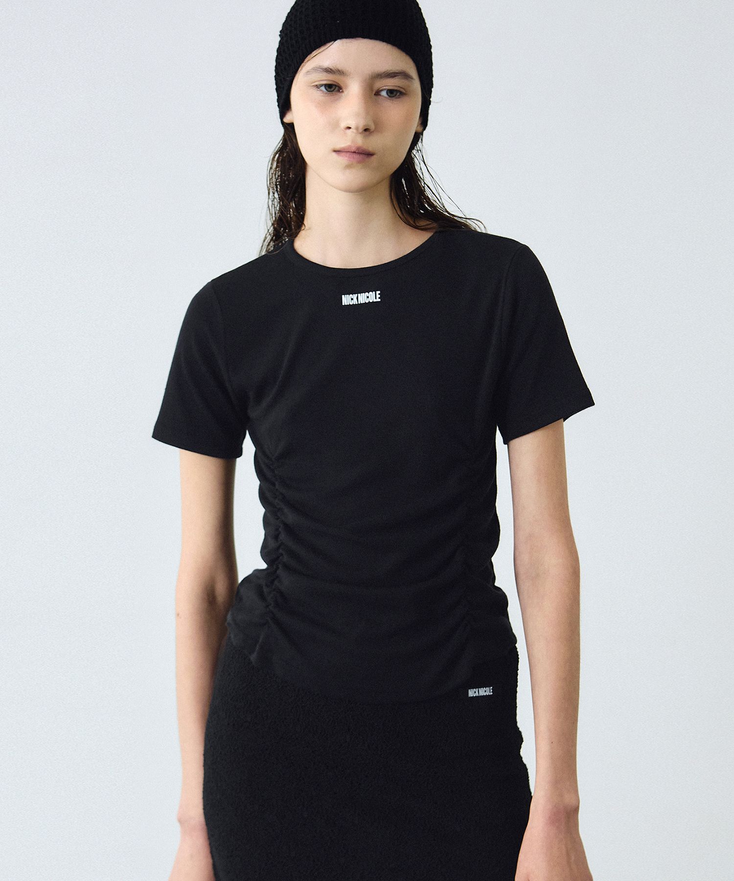 Tシャツ・カットソー NICK&NICOLE NICOLE SHIRRING HALF TOP 4BUK374 MUSINSA | NICK&NICOLE NICOLE SHIRRING HALF TOP_BLACK