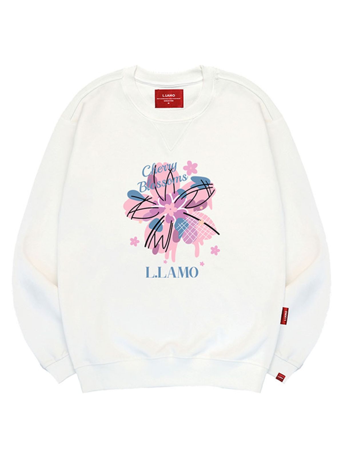 엘라모(LLAMO) 체리블라썸 맨투맨 남녀공용 빅사이즈 S~4XL