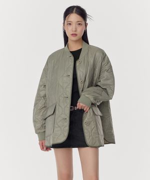 우먼즈 오버사이즈 어니언 퀼티드 재킷 [카키]
