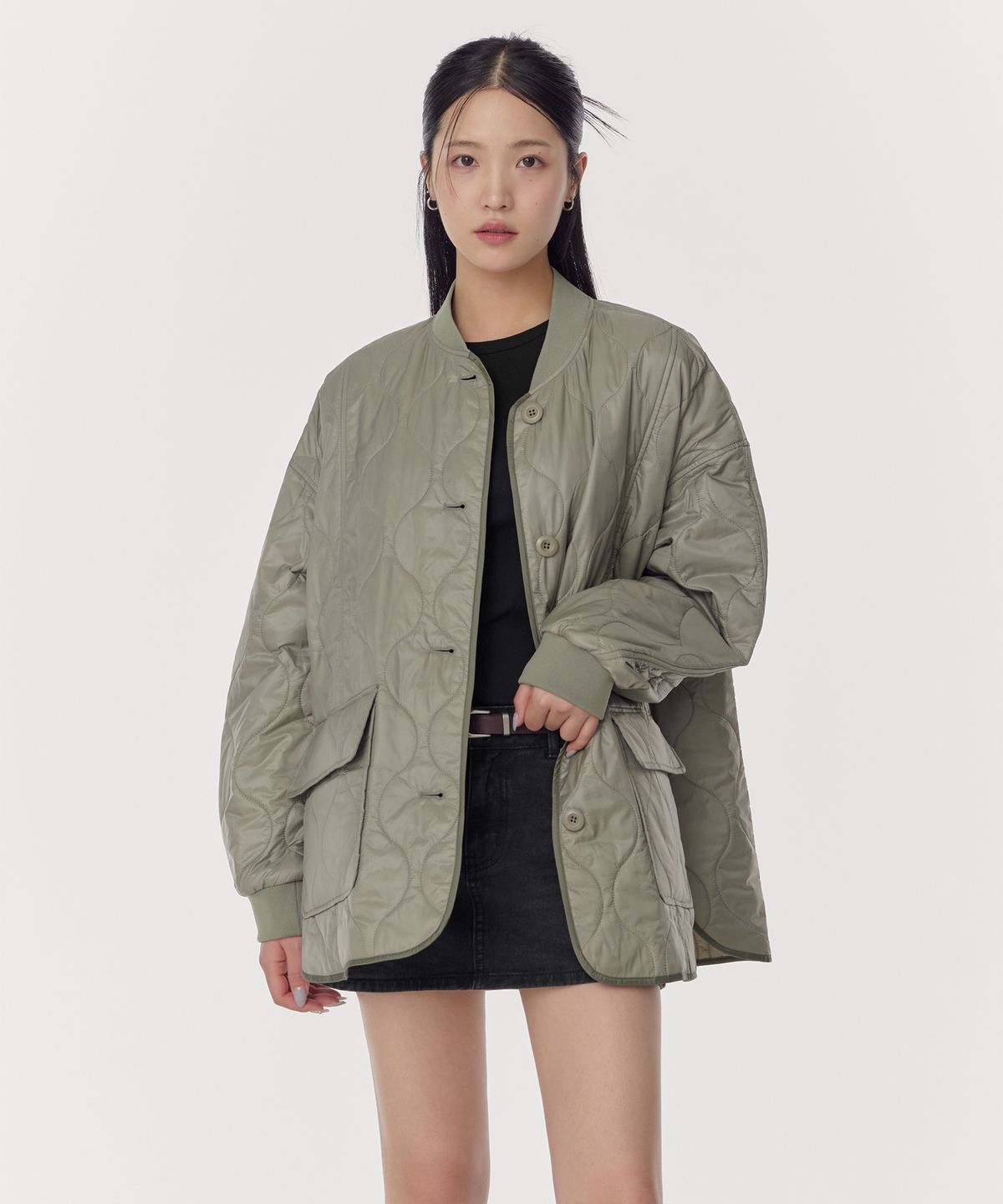 무신사 스탠다드 우먼(MUSINSA STANDARD WOMAN) 우먼즈 오버사이즈 어니언 퀼티드 재킷 [카키]