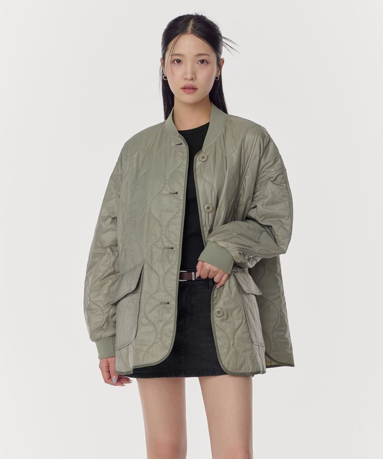 우먼즈 오버사이즈 어니언 퀼티드 재킷 [카키]