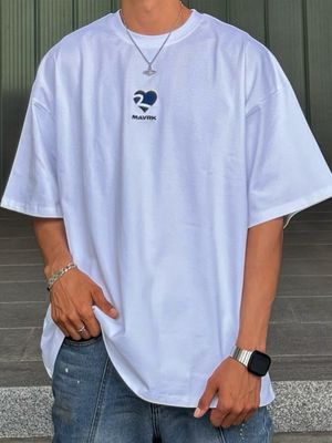 MVR 하트 로고 오버핏 반팔 티셔츠 [화이트]