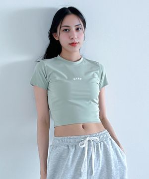 쿨링 뉴 로고 크롭 반팔티 (올리브)