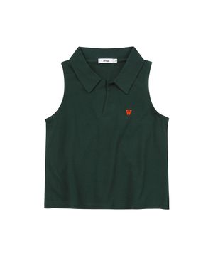 슬릿 카라 크롭 나시티 (그린)