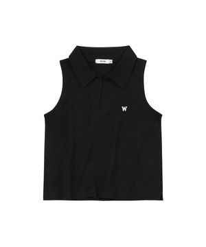 슬릿 카라 크롭 나시티 (블랙)