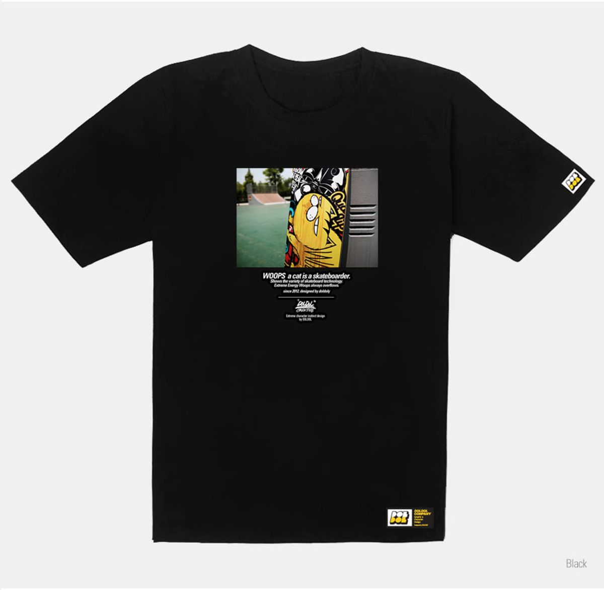 돌돌(DOLDOL) WOOPS-T-120  스케이트보드 고양이 웁스 캐릭터 그래픽티셔츠
