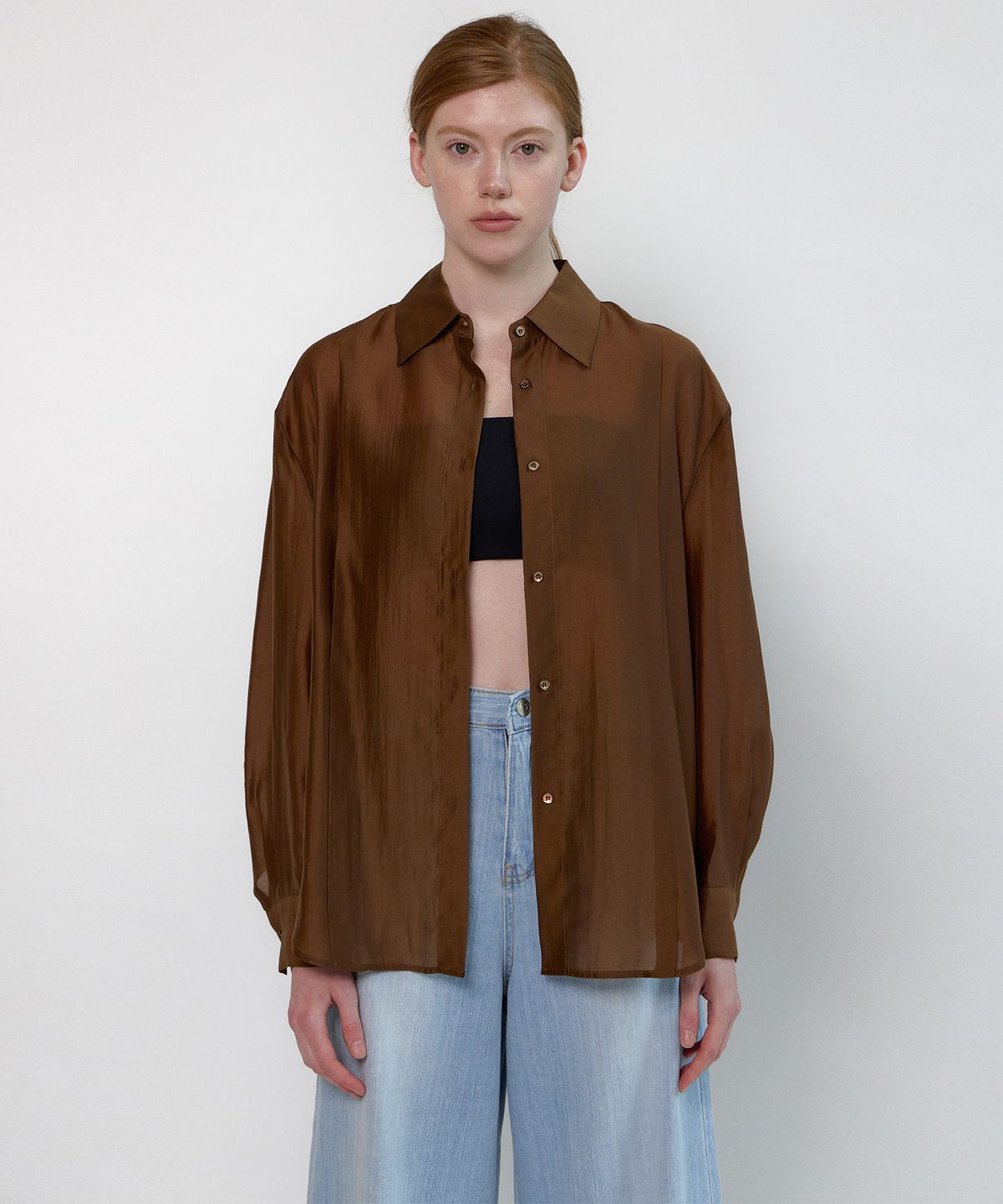 네벨에브리웨어(NEBELEVERYWEAR) Tencel soft shirt_Brown