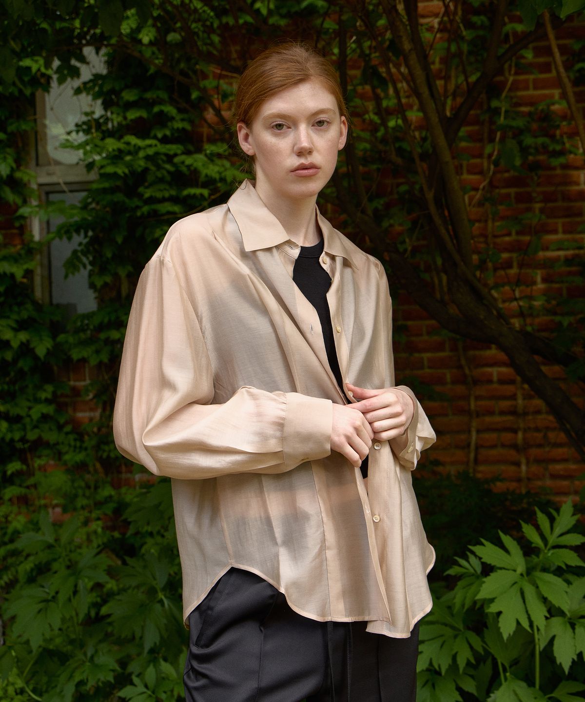 네벨에브리웨어(NEBELEVERYWEAR) Tencel soft shirt_Beige