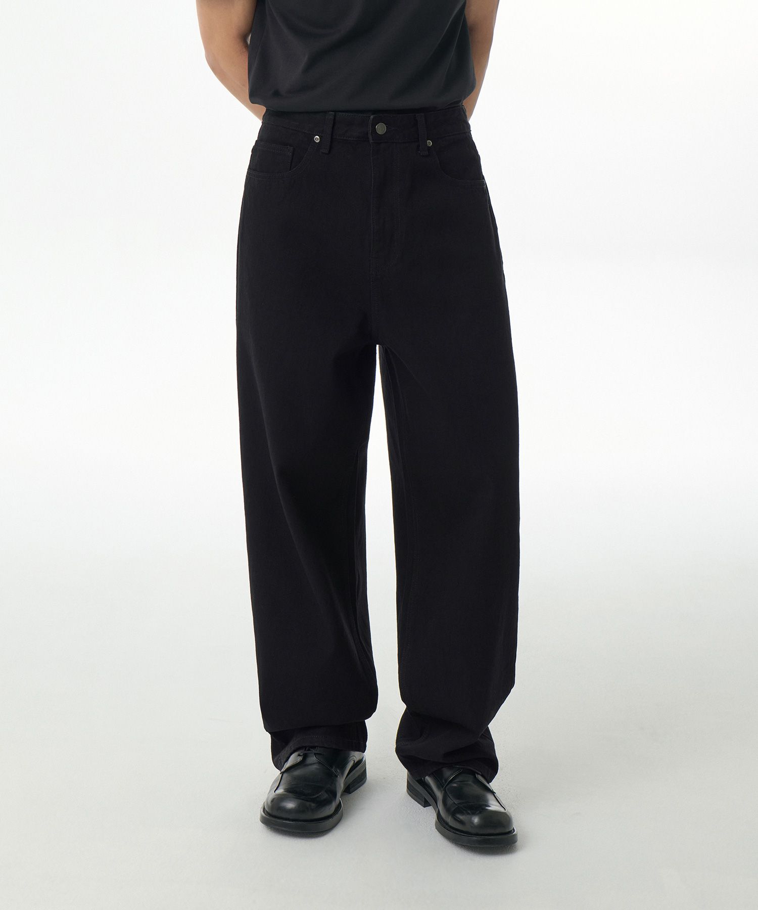 MUSINSA | MUSINSA STANDARD Loose Exhaust Denim Pants [Black]