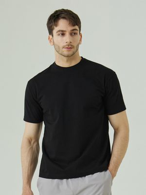 코튼 폴리 머슬핏 반팔티[블랙]