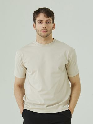 코튼 폴리 머슬핏 반팔티[라이트베이지]