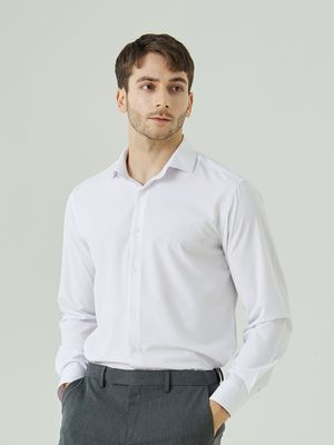구김제로 와이드카라 셔츠[화이트]