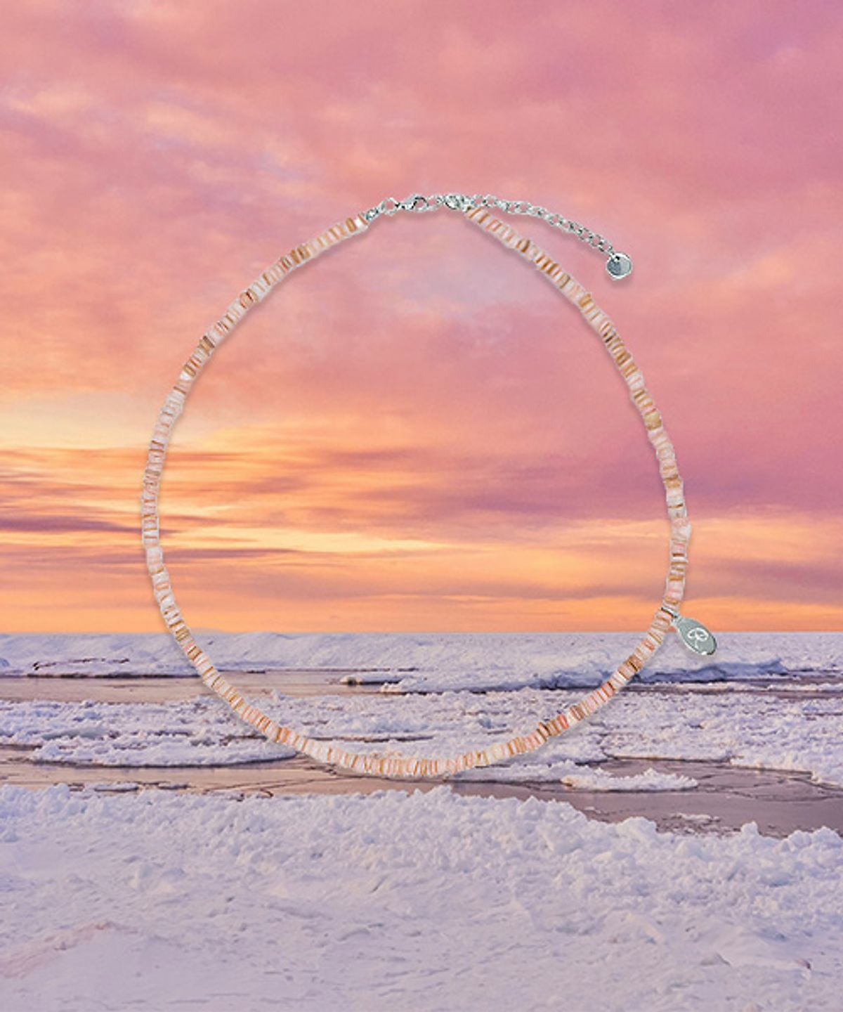 랜덤오프(RANDOMOFF) Marine Wave Necklace [ocean pink]