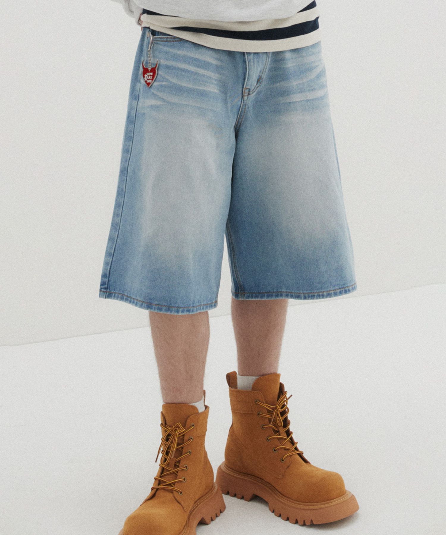 【TLLDAWN】BERMUDA DENIM PANTS ice blue DYYLZYJ Mens Bermuda Jean Shorts Summer Star Patchwork Loose