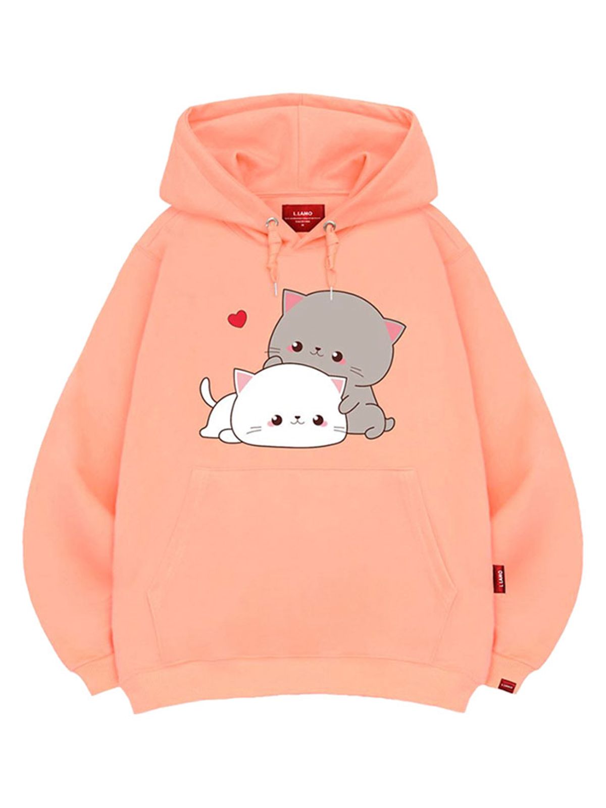 엘라모(LLAMO) 큐티커플캣 후드티 남녀공용 빅사이즈 M~4XL
