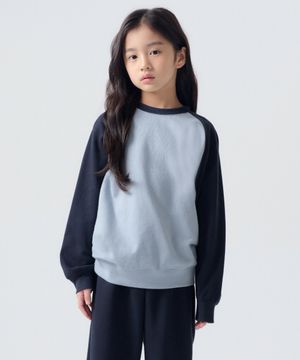 오버사이즈 래글런 스웨트셔츠 [블루 그레이/네이비]