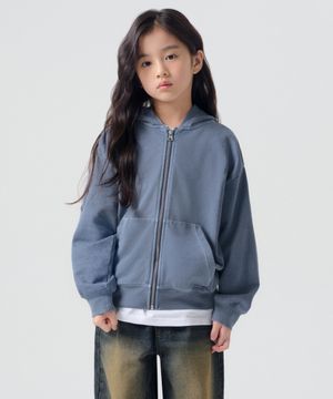 피그먼트 오버사이즈 후디드 스웨트 집업 [더스티 블루]