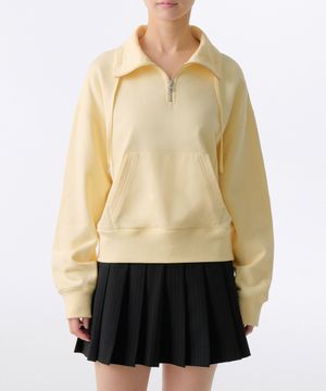 우먼즈 릴렉스드 스트링 하프 집업 스웨트셔츠 [레몬]