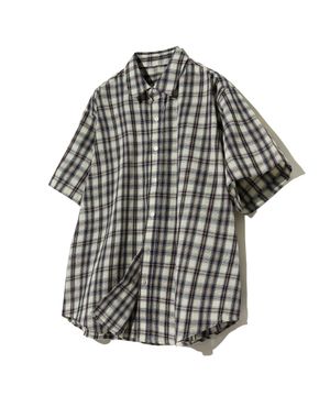 87-STAN070 빈티지 컨트리 오버핏 반팔 체크 셔츠 네이비