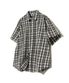 87-STAN070 빈티지 컨트리 오버핏 반팔 체크 셔츠 네이비
