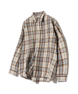 87-STAN076 브리즈 오버핏 포켓 긴팔 체크 셔츠 브라운