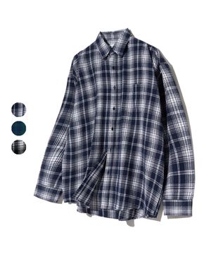 87-STAN080 뉴트럴 팜 오버핏 포켓 긴팔 체크 셔츠