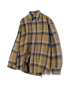 87-STAN082 빈티지 플레이드 오버핏 포켓 긴팔 체크 셔츠 옐로우