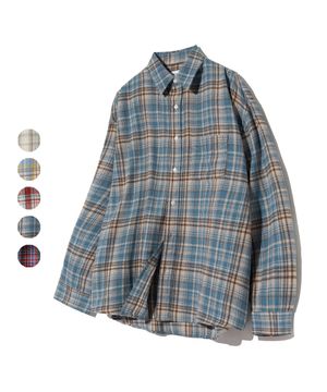87-STAN083 레트로 플레이드 오버핏 포켓 긴팔 체크 셔츠