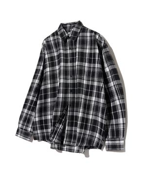 87-STAN087 클래식 레거시 오버핏 포켓 긴팔 체크 셔츠 블랙
