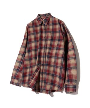 87-STAN088 하브 빈티지  오버핏 포켓 긴팔 체크 셔츠 레드
