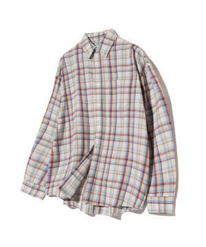 87-STAN090 레트로 컬러 오버핏 포켓 긴팔 체크 셔츠 버건디