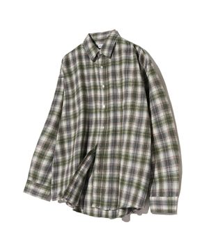 87-STAN091 미스티 포레스트 오버핏 포켓 긴팔 체크 셔츠 그린