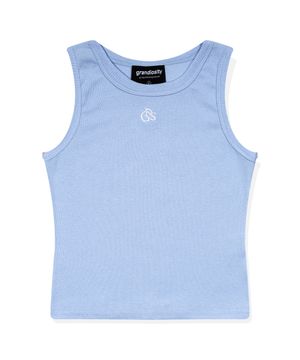 우먼 로고 자수 크롭 탱크 탑 나시 (소라)