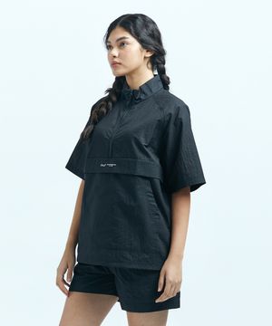 [SET] 에어브리드 남녀 반팔 바람막이 상의+반바지 아노락 자켓 W2 블랙