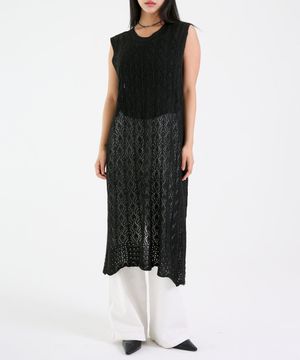 펀칭 롱니트 베스트원피스 블랙