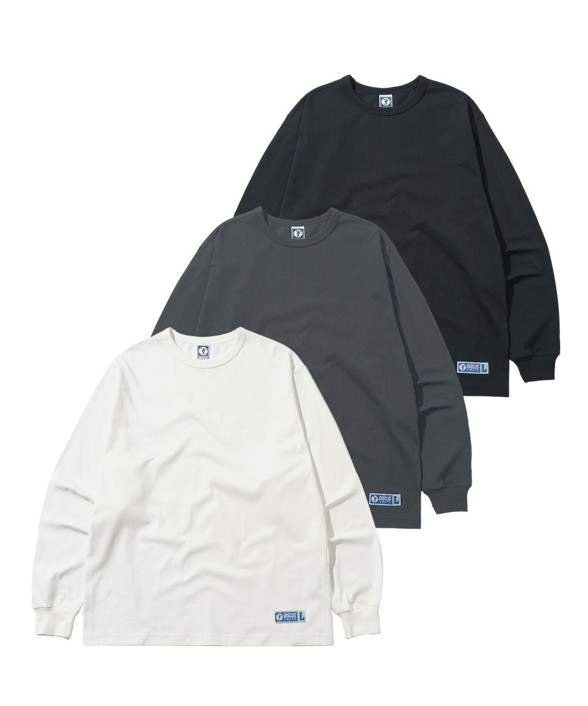 디스커스 애슬레틱(DISCUS ATHLETIC) [2PACK/오버핏] 롱슬리브 블랭크 티셔츠