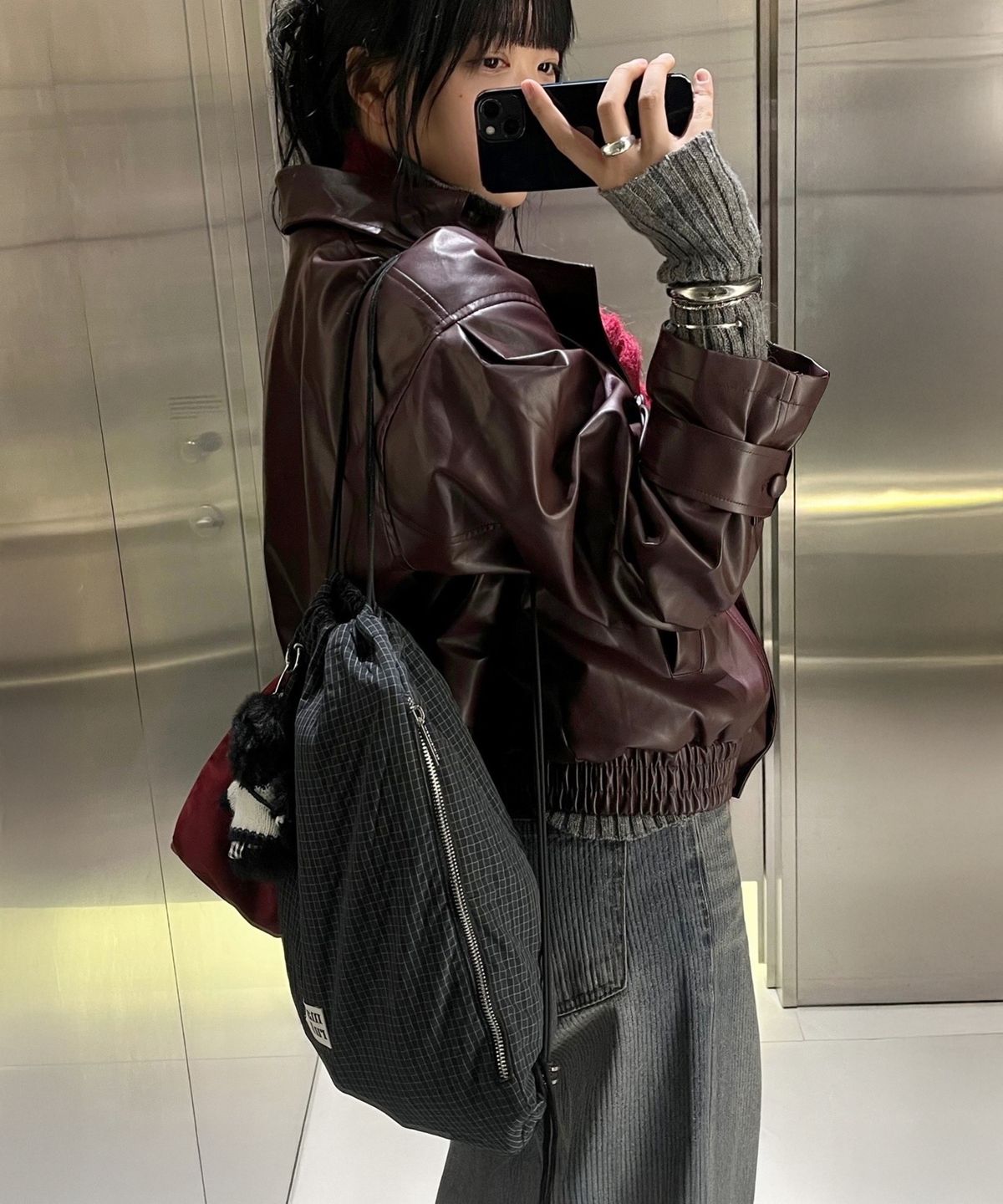마스마룰즈(MASMARULEZ) Gym sack string bag _ plaid check navy black