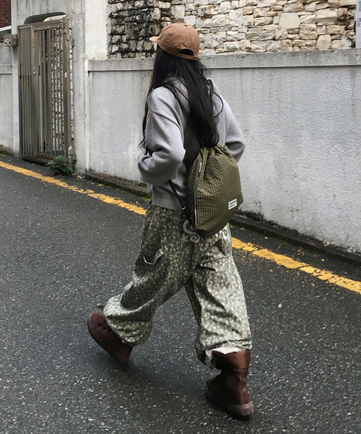 마스마룰즈(MASMARULEZ) Gym sack string bag _ plaid check khaki